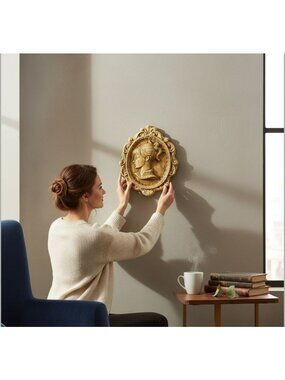 Vintage Chalkware 3D Wall Hanging Plaque With Victorian Woman Relief